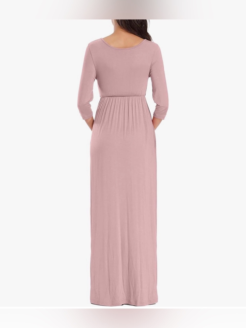 🌸 KIM S Maternity Maxi Dress-Flower Sash-Wrapped Ruched VNeck-Baby Shower Dress - Picture 4 of 6